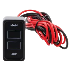 Hulk 4x4 Rectangle Rocker Dual Voltmeter Red Led