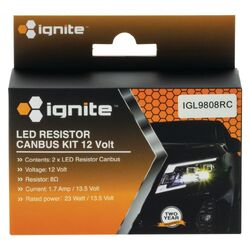 Ignite H8/H9/H11/H16/H27 Resistor Canbus Kit 12V (Pkt2)