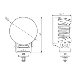 Ignite Led Round Flood Beam Work lamp 9 - 36V 4 Leds 3,800 Lumens