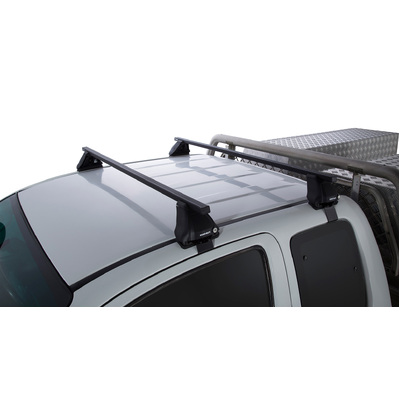 Rhino Rack Euro 2500 Black 2 Bar Roof Rack For Toyota Hilux Gen 7 2Dr Ute Extra Cab 04/05 To 09/15