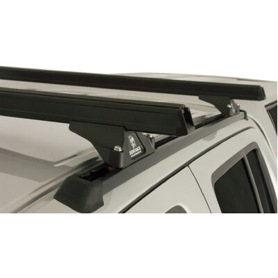 Rhino Rack Heavy Duty Rltp Trackmount Black 2 Bar Roof Rack For Nissan Navara D40 (St/St-X) 4Dr Ute Dual Cab 11/05 To 06/15