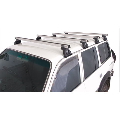 Rhino Rack Heavy Duty Rl110 Silver 4 Bar Roof Rack For Toyota Landcruiser 80 Series 4Dr 4Wd 05/90 To 03/98