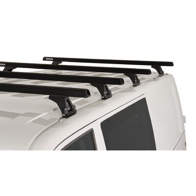 Rhino Rack Heavy Duty Rltf Black 4 Bar Roof Rack For Volkswagen Caravelle 7H 2Dr Van Swb (Low Roof) 04/08 To 11/15