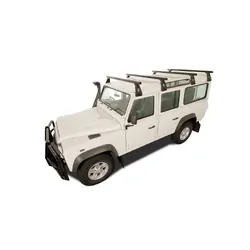 Rhino Rack Heavy Duty Rl210 Black 4 Bar Roof Rack For Land Rover Defender 110 4Dr 4Wd (Incl. Hard Top) 03/93 To 20