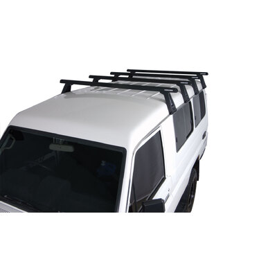 Rhino Rack Heavy Duty Rl210 Black 4 Bar Roof Rack For Mazda E Series 2Dr Van Mwb/Lwb (Mid Roof - Excludes High Top Camper) 02/84 To 07/06