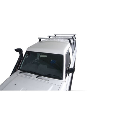 Rhino Rack Heavy Duty Rl210 Silver 3 Bar Roof Rack For Toyota Landcruiser 78 Series 4Dr 4Wd Cab Chassis 01/99 To 02/07