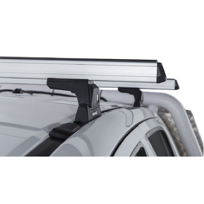 Rhino Rack Heavy Duty Rlt600 Trackmount Silver 2 Bar Roof Rack For Toyota Hilux Gen 7 4Dr Ute Dual Cab 04/05 To 09/15