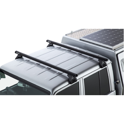 Rhino Rack Heavy Duty Rl110 Black 2 Bar Roof Rack For Toyota Landcruiser 79 Series 4Dr 4Wd Double Cab 03/07 On