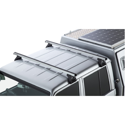 Rhino Rack Heavy Duty Rl110 Silver 2 Bar Roof Rack For Toyota Landcruiser 79 Series 4Dr 4Wd Double Cab 03/07 On