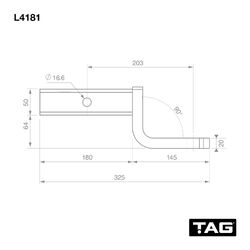 TAG Tow Ball Mount - 203mm Long, 90° Face, 50mm Square Hitch