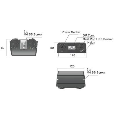 50A Conn/Dc/Usb Surface Mnt 20A Dc Socket & 3.0/2.4A Usb