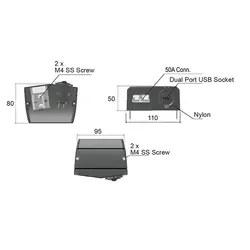 50A Conn/Usb Surface Mnt 3.0/2.4A Usb Output
