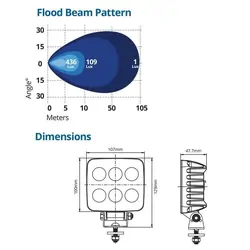 35W Led Work Lamp 6 X 6W Led Flood Beam 9-36V Input Voltage