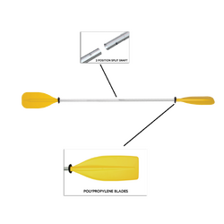 ECONOMY KIDS KAYAK PADDLE 2 PCE 1800mm YELLOW 