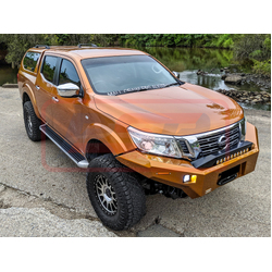 PSR Ambush Bar Nissan Navara NP300 Ambush Customer Painted Sheet Metal Hoop Bar, Pre-Runner infill (no lift), Standard Black Fairlead