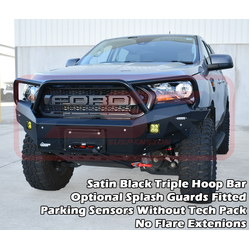 PSR Ambush Bar Ranger PX MK3 8/18-ON Ambush Customer Painted Triple Hoop Bar, Pre-Runner Infill (1" Body Lift), Slimline Black Fairlead, Tech, Kut Sna