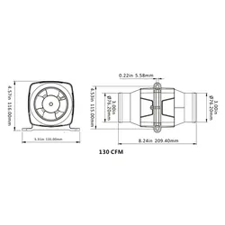 SEAFLO 3" 130CFM In-Line Bilge Blower Fan 12V
