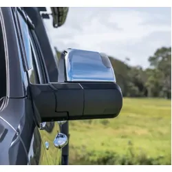 MSA Towing Mirrors to suit Toyota Landcruiser 79 Series (09/2023-Current) - Chrome, Electric Kit, Big Base, Indicators, Switch Kit, Power Fold