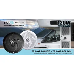 TRA Australia Low-Profile Speaker (Pair) Black 6.5" Waterproof 120W
