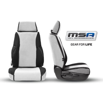 Msa Front Twin Buckets Pair & Console Cover (Airbag Seats) - Msa Premium Canvas Seat Covers To Suit Volkswagen Amarok - Trendline / Highline 4 Cylinde