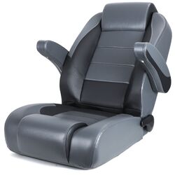 Kaiser High Back Recliner Captains Seat With Flip Up Armrests- Charcoal/Black
