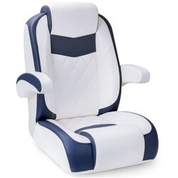 Kaiser High Back Recliner Captains Seat With Flip Up Armrests- Navy Blue/White