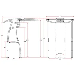 Relaxn T-Top 500 Anodised Alloy Powder Coated Black- Folding Black Acrylic Canvas (2 Part)