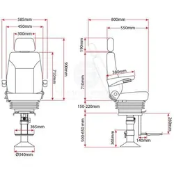 Seat Relaxn Seafarer Pilot Black Inc Pedestal 520-680 And Footrest
