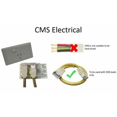 CMS 15AMP Single 15A Autoswitch Inlet Black with RCD Switch -IP44. JILCBBK-A