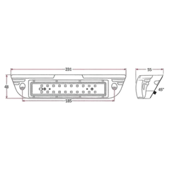Light LED flood 231mm surface mount white/red 9-32v 20W white