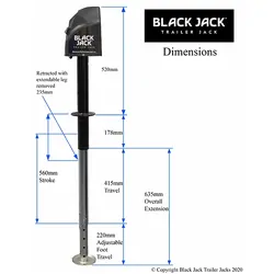 Black Jack Electric Trailer Jack w/ Clamp & Harness Kit 12v