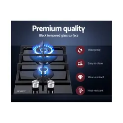 Devanti 2 Burner Gas Cooktop Black (300 X 520mm)