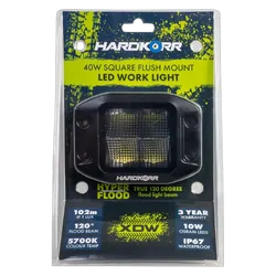 Hard Korr 40W Square Flush Mount Led Work Light 1 Lux @ 102M
