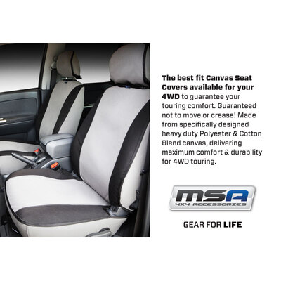 Front Twin Buckets (Airbag Seats) + Console Cover + Integrated Lumbar Support Msa Premium Canvas Seat Cover To Suit Hilux 8Th Gen Sr5-Sr Extra Cab 08/