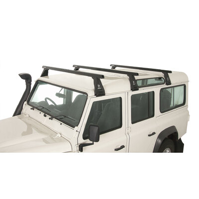 Rhino Rack Heavy Duty Rl210 Black 3 Bar Roof Rack For Land Rover Defender 110 / 130 (Incl. Hcpu) 4Dr 4Wd Crew Cab 03/93 To 20