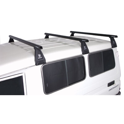 Rhino Rack Heavy Duty Rl210 Black 3 Bar Roof Rack For Ford Econovan Maxi 2Dr Van Mwb/Lwb (Mid Roof) 05/84 To 07/06