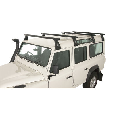 Rhino Rack Heavy Duty Rl210 Black 4 Bar Roof Rack For Land Rover Defender 110 4Dr 4Wd (Incl. Hard Top) 03/93 To 20