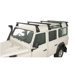 Rhino Rack Heavy Duty Rl210 Black 4 Bar Roof Rack For Land Rover Defender 110 4Dr 4Wd (Incl. Hard Top) 03/93 To 20