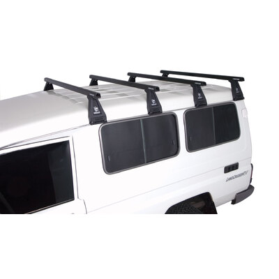 Rhino Rack Heavy Duty Rl210 Black 4 Bar Roof Rack For Toyota Landcruiser 78 Series 4Dr 4Wd Cab Chassis 01/99 To 02/07