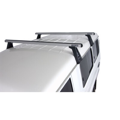 Rhino Rack Heavy Duty Rl210 Silver 2 Bar Roof Rack For Toyota Landcruiser 78 Series 2Dr 4Wd Troop Carrier 01/99 To 02/07