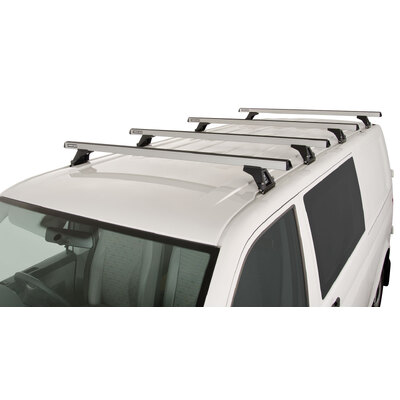 Rhino Rack Heavy Duty Rltf Silver 4 Bar Roof Rack For Volkswagen Caravelle Gen6 2Dr Van Lwb 12/15 On