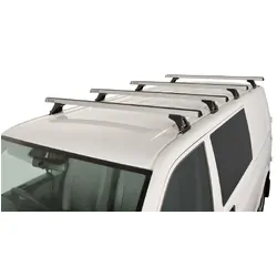Rhino Rack Heavy Duty Rltf Silver 4 Bar Roof Rack For Volkswagen Multivan T5 2Dr Van Lwb (Low Roof) 06/05 To 11/15