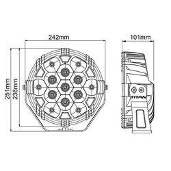 9" Titan Led Driving Light 130W - Long Range Black Chrome