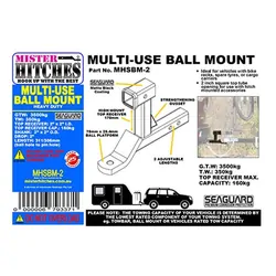 Ball Mount Multi-Use With High Top Receiver 3500Kg