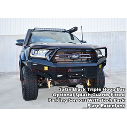 PSR Ambush Bar Ranger PX MK3 8/18-ON Ambush Customer Painted Triple Hoop Bar, Pre-Runner Infill (1" Body Lift), Slimline Black Fairlead, Tech, Kut Sna