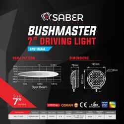 Saber Offroad 7" Driving Light - Spot Beam