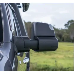 MSA Towing Mirrors to suit Mitsubishi Triton (2015-02/2024) - Black, Electric, Heated, Indicators, Blind Spot Monitoring