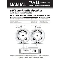 TRA Australia Low-Profile Speaker (Pair) White LED 6.5" Waterproof 120W