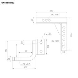 TAG Adjustable Heavy Duty Tow Ball Mount - 90° Face, 50mm Square Hitch