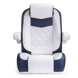 Kaiser High Back Recliner Captains Seat With Flip Up Armrests- Navy Blue/White
